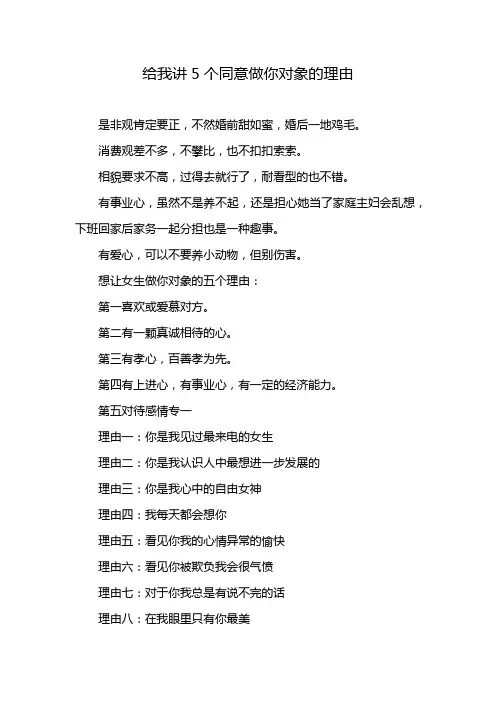 给我讲5个同意做你对象的理由