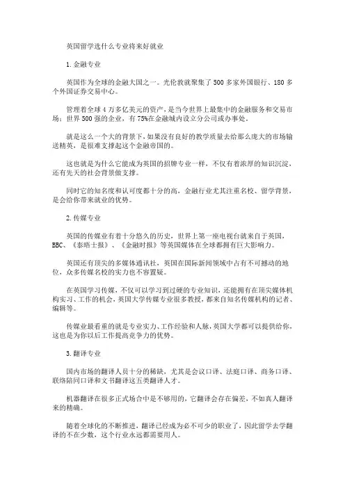 英国留学选什么专业将来好就业(最新)