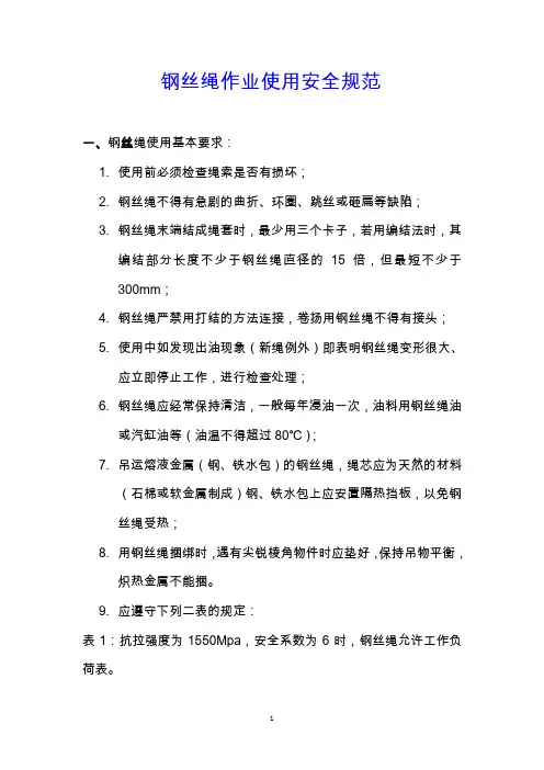 钢丝绳作业使用安全规范