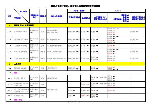 集团级人力资源授权明细表
