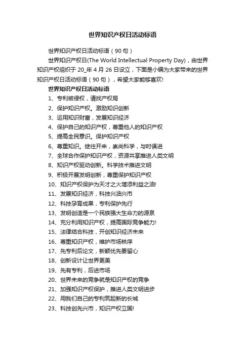 世界知识产权日活动标语（90句）