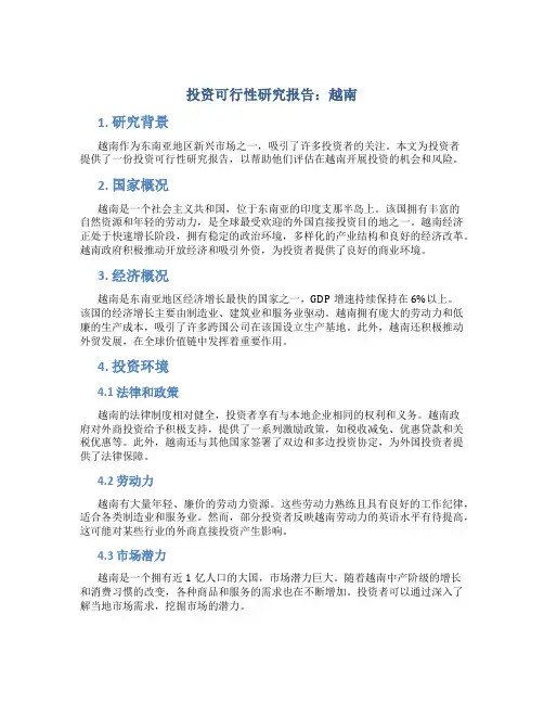 投资可行性研究报告越南