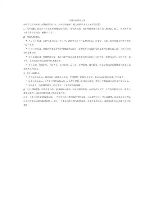 环境专业培养方案