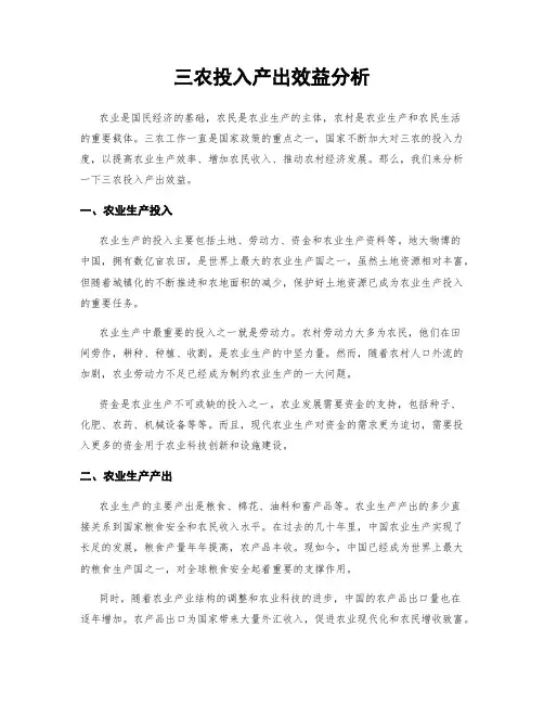 三农投入产出效益分析
