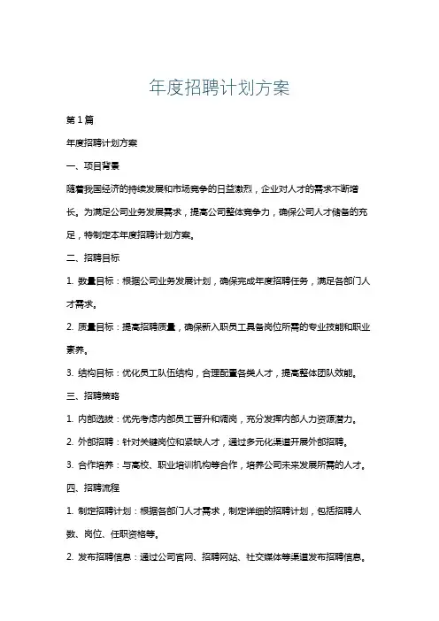 年度招聘计划方案