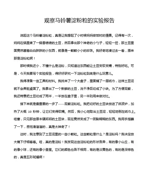 观察马铃薯淀粉粒的实验报告