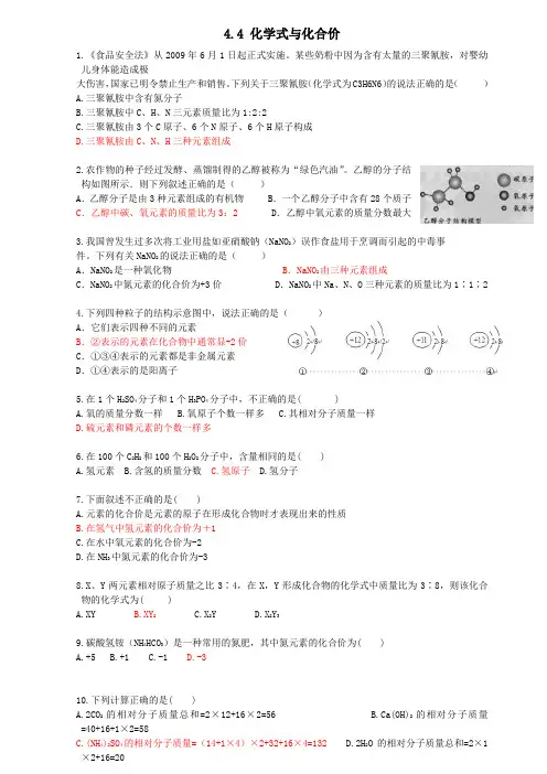 化学式与化合价习题