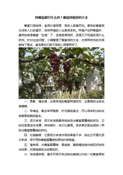 种葡萄都打什么药？葡萄种植用药大全