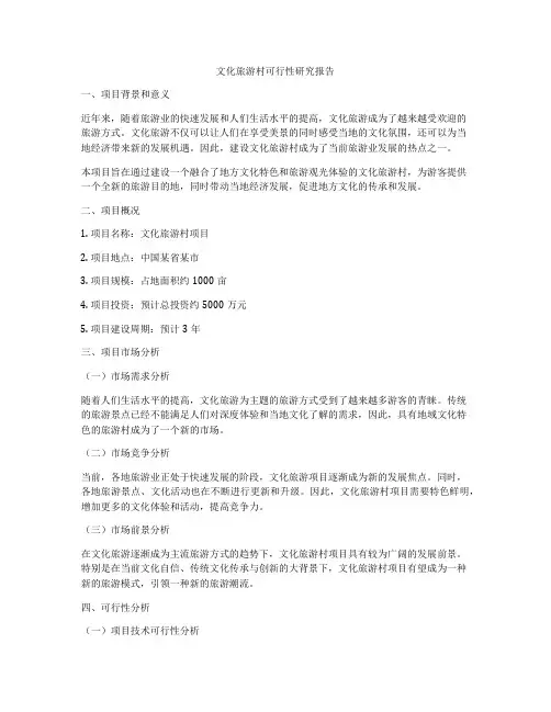 文化旅游村可行性研究报告