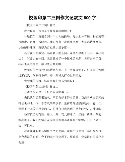 校园印象二三例作文记叙文500字