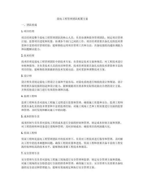 弱电工程管理团队配置方案
