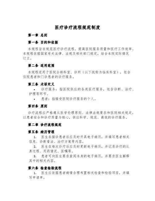 医疗诊疗流程规范制度
