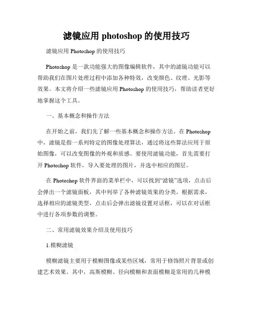 滤镜应用photoshop的使用技巧
