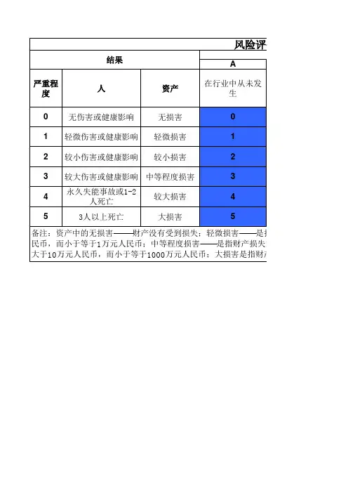 风险评估评分矩阵表