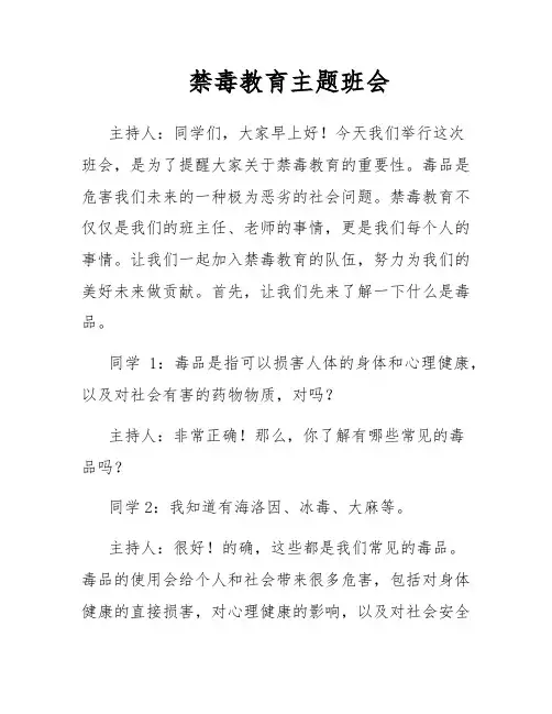 禁毒教育主题班会
