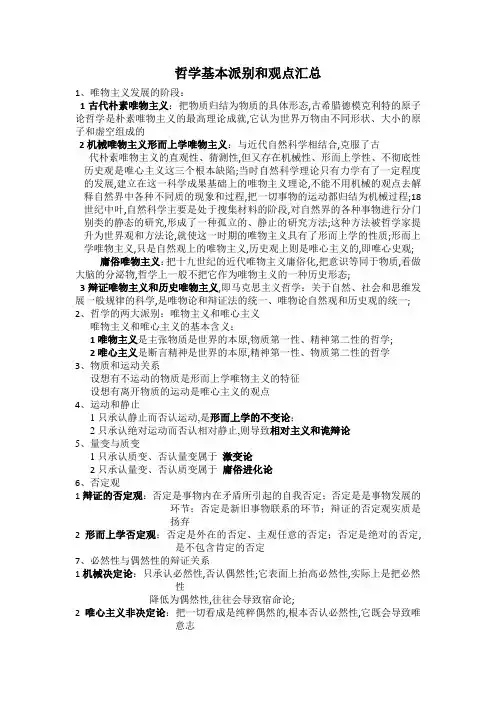 哲学基本派别和观点汇总