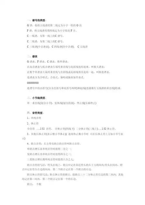 钢琴谱（五线谱）符号大全