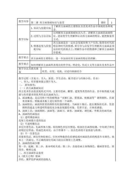 西方画基础知识与鉴赏教案