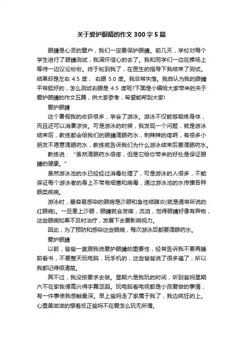 关于爱护眼睛的作文300字5篇