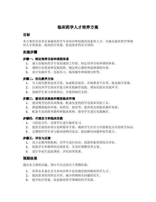 临床药学人才培养方案