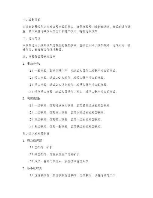 副井绞车房事故应急预案