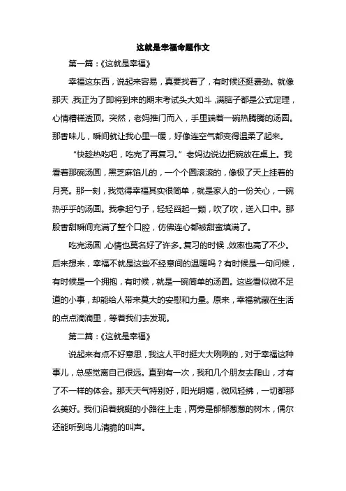 这就是幸福命题作文