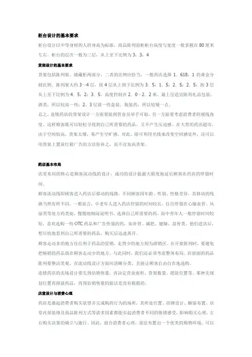 药店柜台设计的基本要求：有图