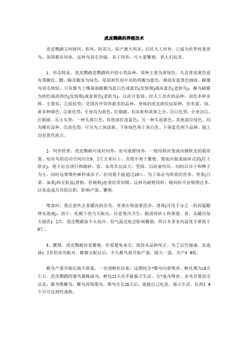 虎皮鹦鹉的养殖技术