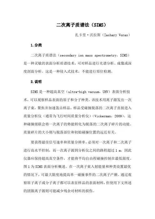 二次离子质谱法(SIMS)