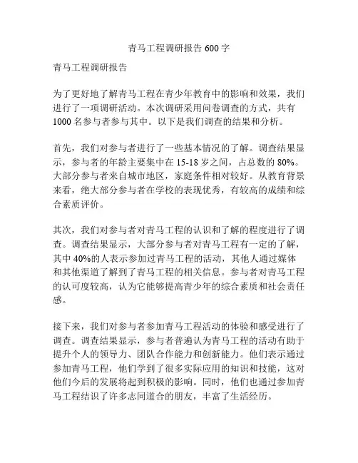青马工程调研报告600字