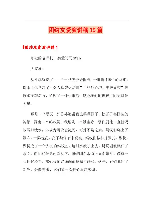 团结友爱演讲稿15篇