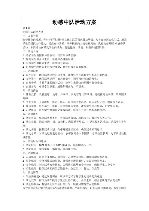 动感中队活动方案