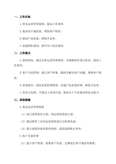 运营管理部2024年工作规划