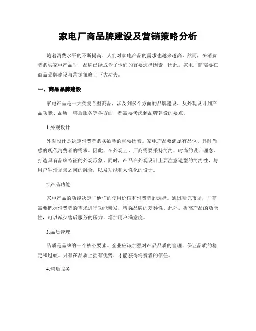 家电厂商品牌建设及营销策略分析
