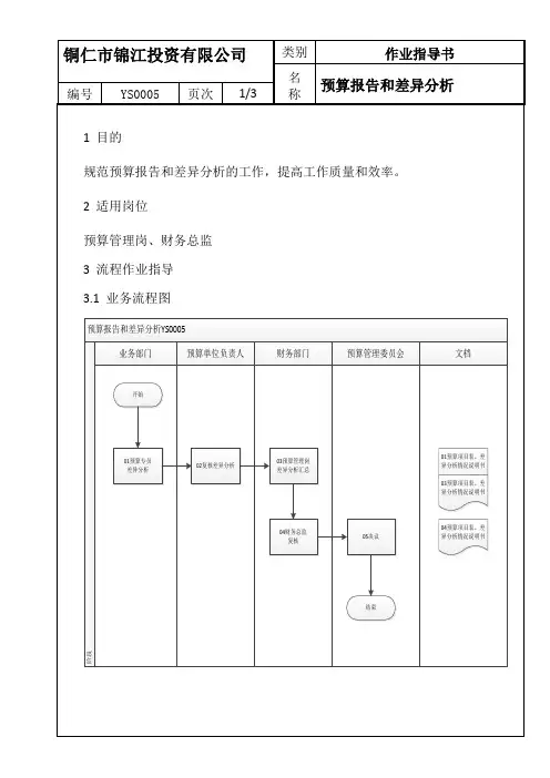 预算报告和差异分析流程财务标准化作业指导书
