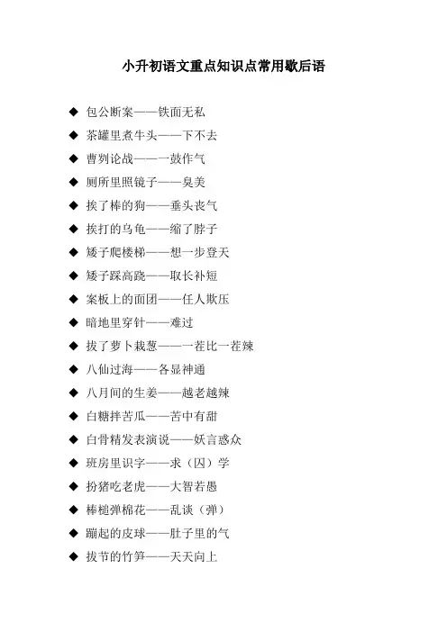 小升初语文重点知识点常用歇后语