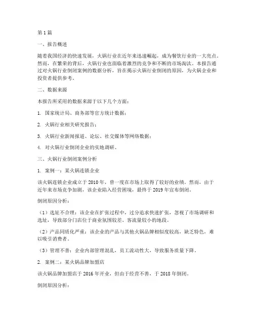 火锅倒闭数据分析报告(3篇)