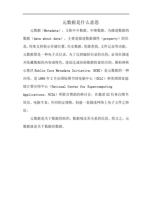 元数据是什么意思