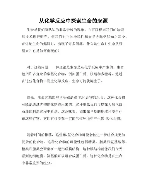 从化学反应中探索生命的起源