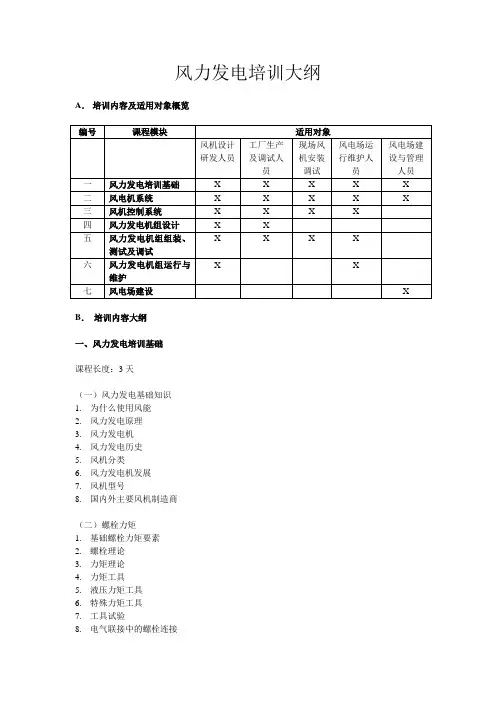 风力发电培训大纲