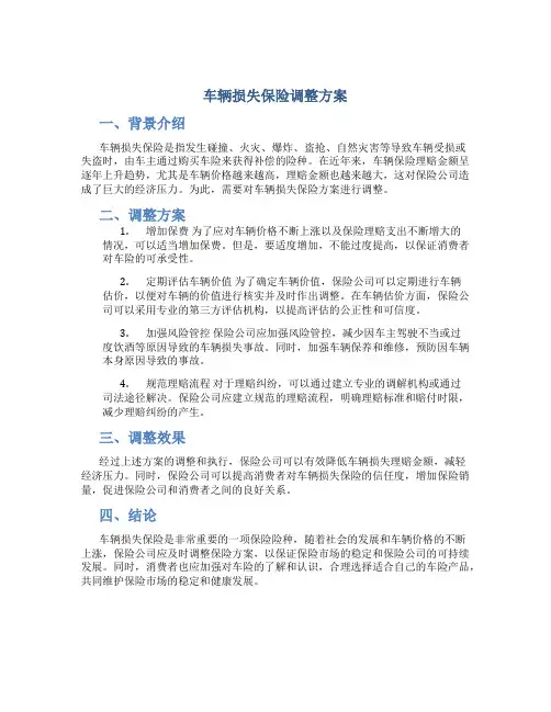 车辆损失保险调整方案