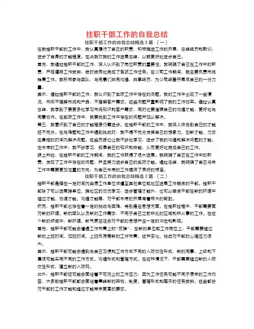 挂职干部工作的自我总结2篇