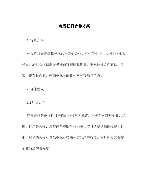 电视栏目合作方案