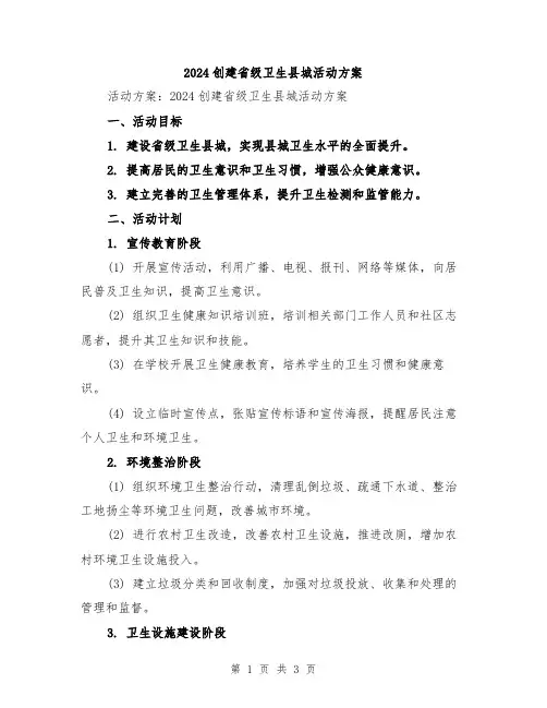 2024创建省级卫生县城活动方案