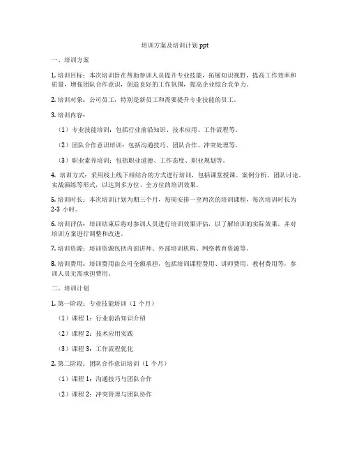 培训方案及培训计划ppt