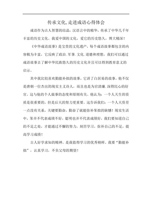 传承文化,走进成语心得体会