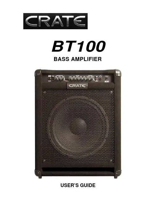 BT100 Bass Amplifier用户指南说明书