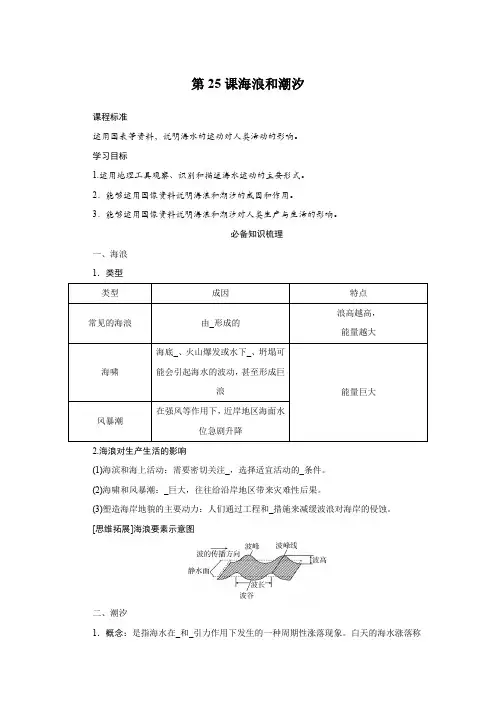 2025届高中地理复习第25课海浪和潮汐