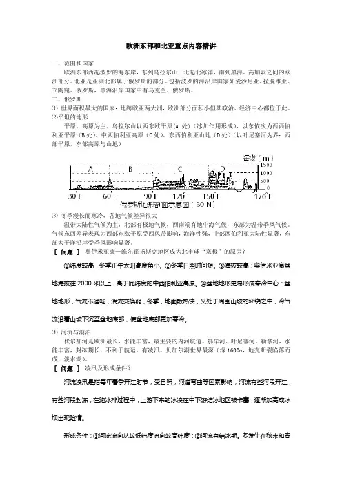 欧洲东部和北亚重点内容精讲