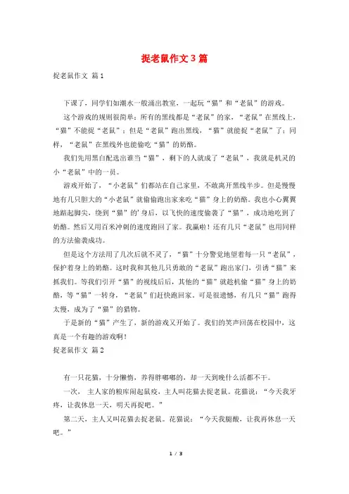 捉老鼠作文3篇